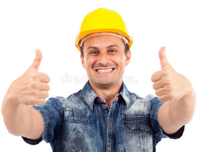 大拇指工人竖起大拇指的建筑工人照片