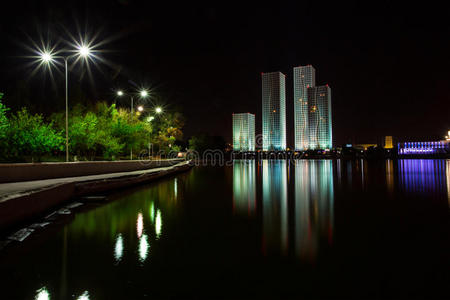 阿斯塔纳。哈萨克斯坦夜景