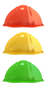 三个建筑头盔