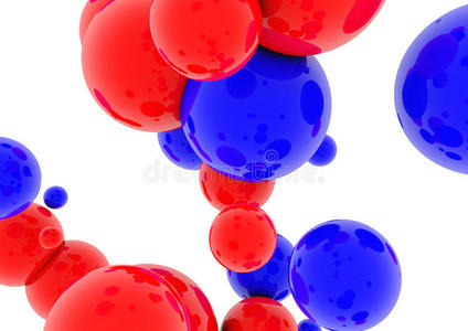 三维蓝色球体和红色光泽