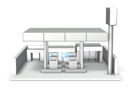 加油站3D模型图片