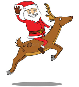圣诞老人骑着他的鹿