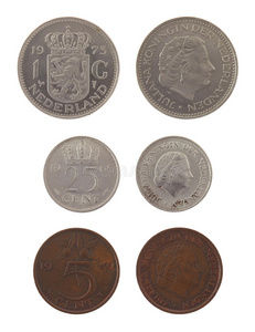 白色的旧荷兰硬币
