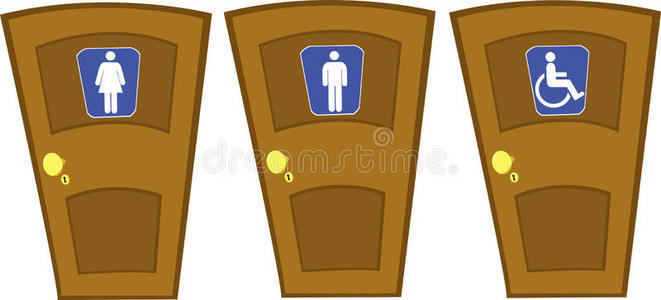 带卫生间标志的矢量门图片