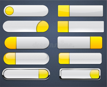 黄色和白色高细节现代网络按钮。