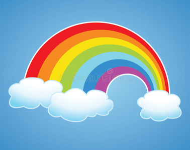天空中的矢量彩虹和云
