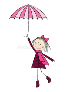 带伞的可爱女孩图片
