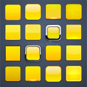 黄色方形高细节现代网页按钮。