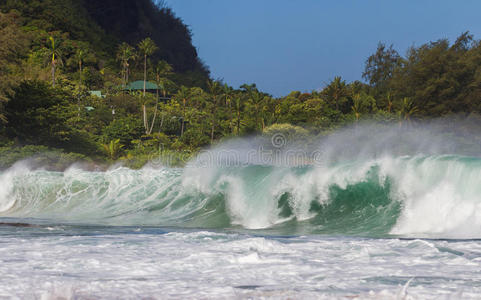 考艾岛隧道海滩的大浪