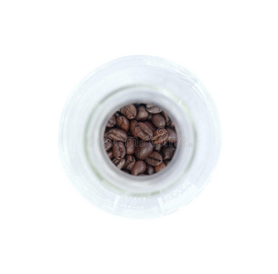 实验室玻璃器皿中的咖啡豆