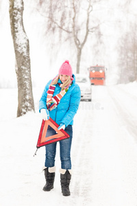 带反光镜的女士三角车雪崩