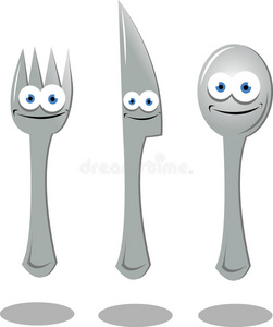 有趣的叉子刀子和勺子