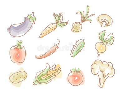 蔬菜色彩斑斓涂鸦套装