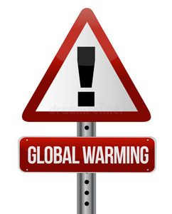 全球变暖街道标志插画设计