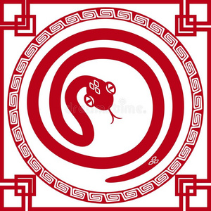 中国剪纸蛇是年的象征