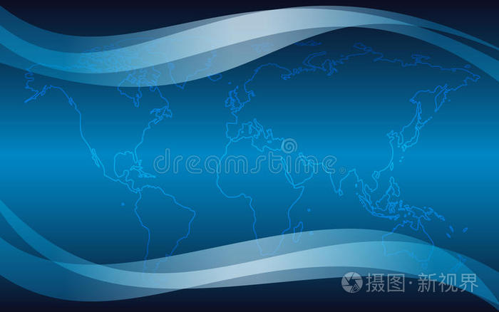 地图的蓝色轮廓抽象背景