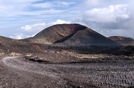 喷发意大利西西里岛的埃特纳火山口埃特纳火山火山和卡塔尼亚-西西里