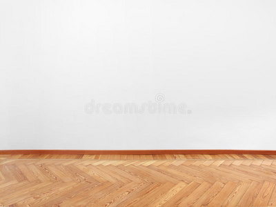 镶木地板和空白墙
