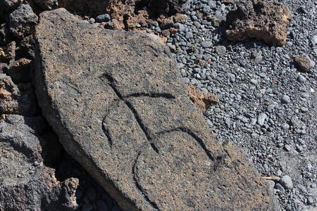 夏威夷本地岩画雕刻