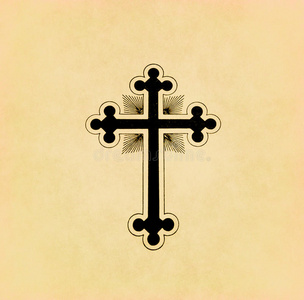 纸上的老式基督教十字架