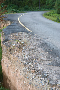 山体滑坡损坏道路图片