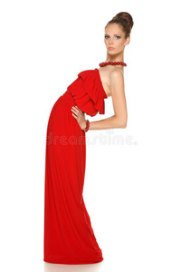 穿红色长裙的女人