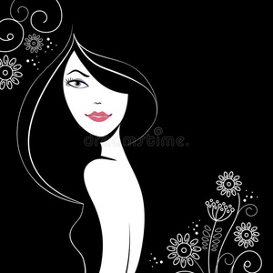 美女头像剪影图片