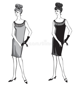 时尚的穿着女孩20世纪50年代至60年代风格
