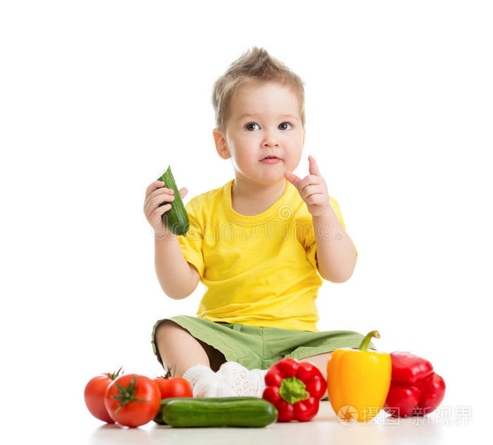 吃健康食品的儿童
