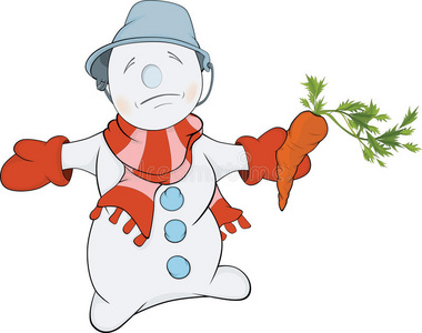 圣诞雪球和胡萝卜。卡通