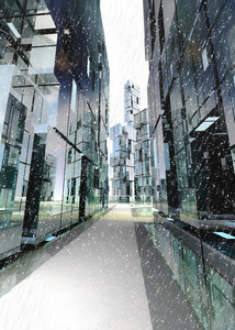 摩天大楼街概念冬季