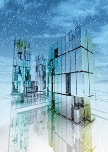 摩天大楼商务城概念冬季