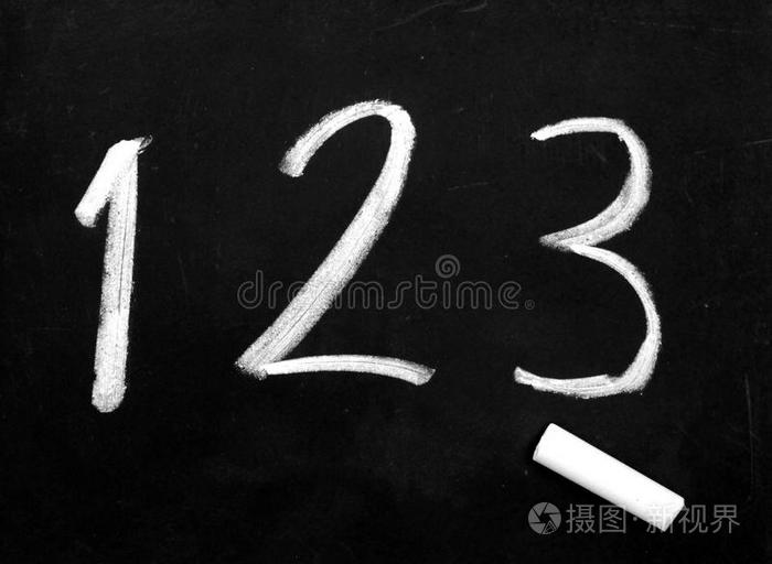 手写数字123和粉笔
