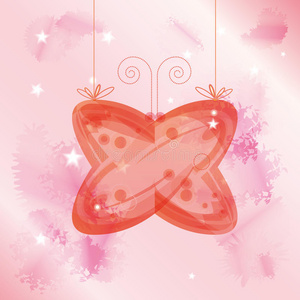 粉红色背景上的玻璃蝴蝶