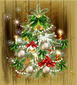 圣诞卡，装饰圣诞树