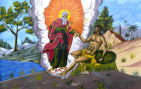 上帝创造亚当图片