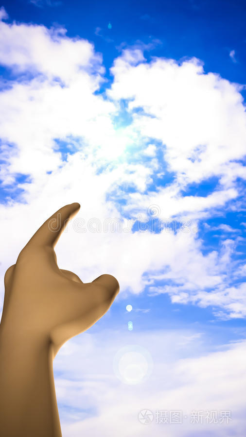 看着充满希望的手指向天空