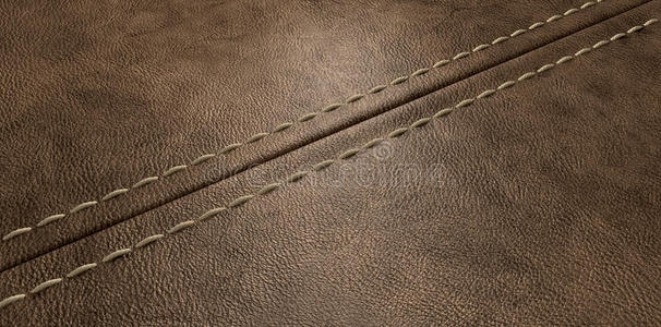 棕色皮革缝线照片
