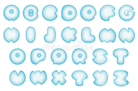 蓝色球形气泡的矢量字母表