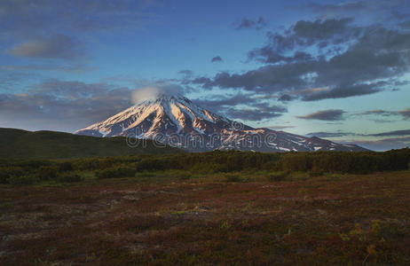 苔原，火山，日落