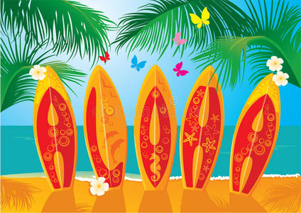 暑假明信片冲浪板