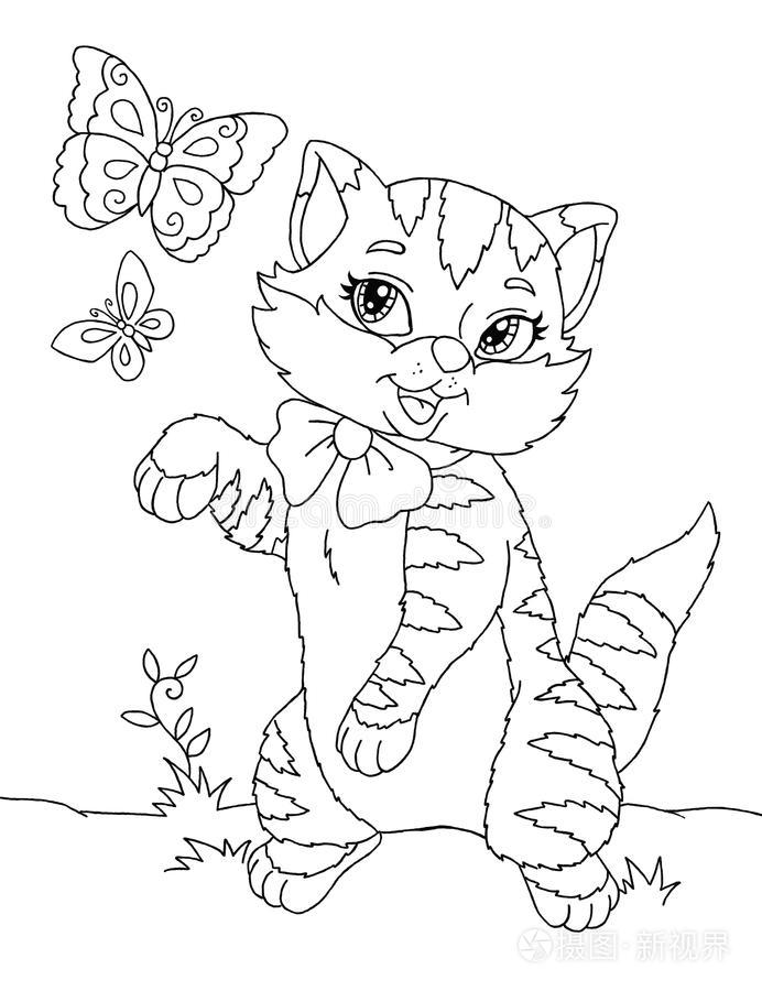 小猫上色页插画-正版商用图片0meny4-摄图新视界
