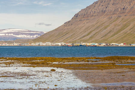 伊斯峡湾镇景观冰岛。