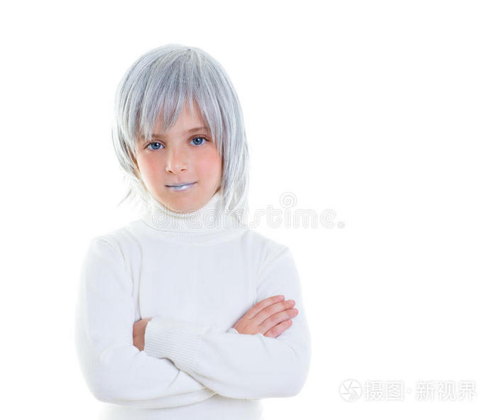 美丽的未来主义少女未来主义白发儿童