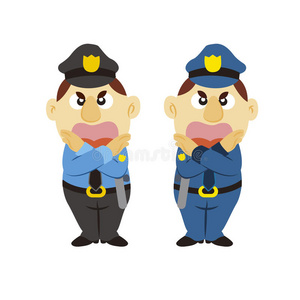 有趣的卡通警察，两种颜色