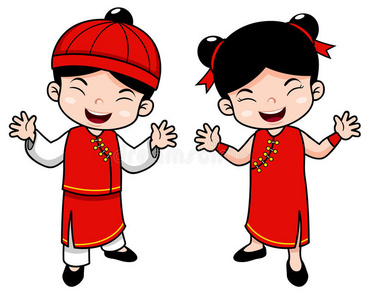 卡通中国孩子