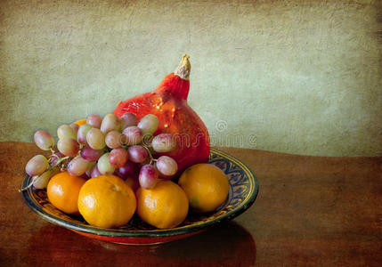 南瓜 葫芦 紫色 自然 茶托 桌子 普通话 餐具 秋天 复古的