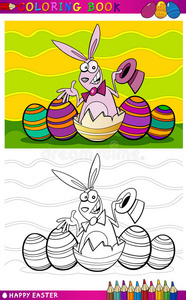 彩绘复活节兔子卡通插图