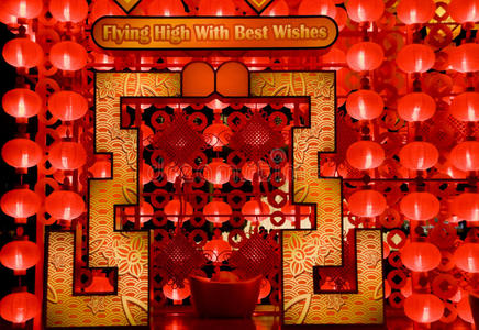 中国新年晚上的红灯笼图片