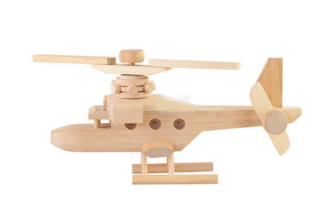 玩具隔离直升机木玩具隔离照片